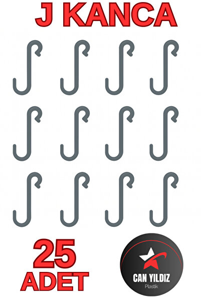 CAN YILDIZ PLASTİK 25 Adet Siyah Plastik Askı J Kanca Mutfak Ve Banyo için Aksesuar J Askılık