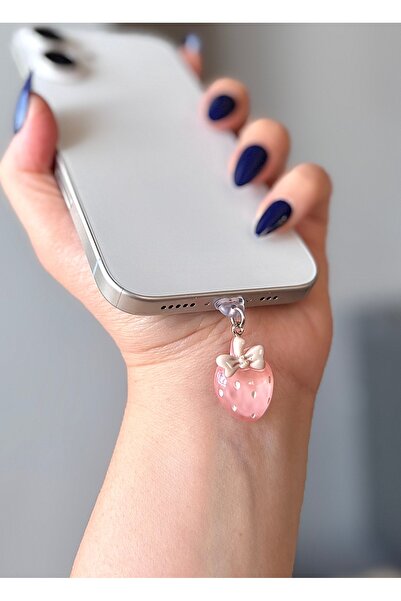 MİRAZ TASARIM PEMBE ÇİLEK TYPC ŞARJ GİRİŞİ KORUMA / ŞARJ GİRİŞ KORUYUCU /TOZL...