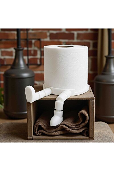 Dekoratif Ayaklı Tuvalet Kağıdı Tutucu | Şık 3D Tasarım Ev & Banyo Aksesuarı