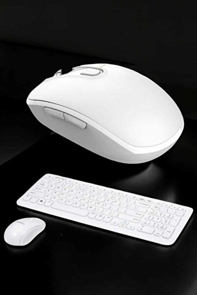 Bosel Beyaz Kablosuz Klavye Fare Seti Kablosuz Fare USB Alıcı PC Uyumlu