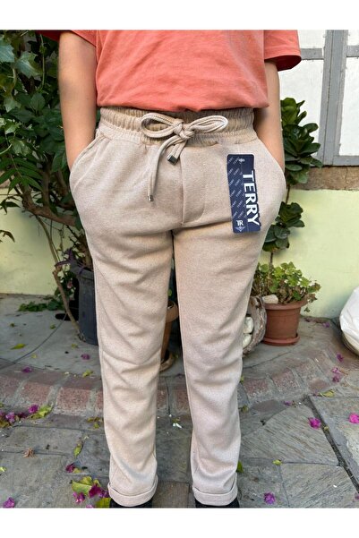 Terry Spor Beli Lastikli Kıvırma Pacalı Petekli Kumaş Jogger Pantalon
