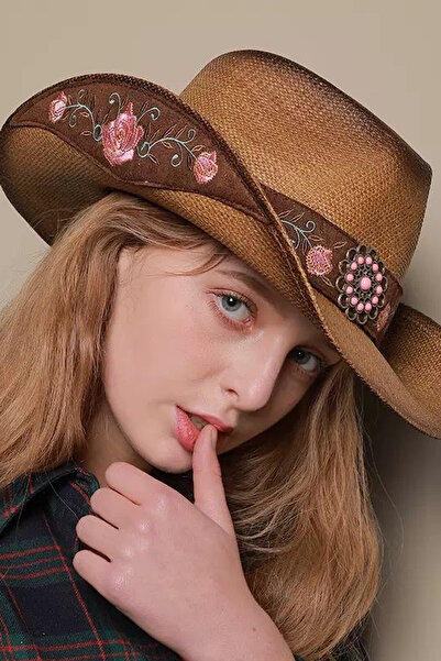 Giraffe Pălărie de cowboy Western din paie boemă Fedora