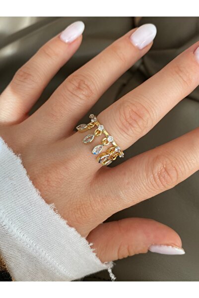 Pinery Jewels Shakira Damla Taşlı Sallantılı Alttan Ayarlamalı Kadın Yüzük