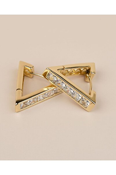 Portakal Esintisi Triora Xuping Inverted Triangle Steel Earrings with Zircon Stone