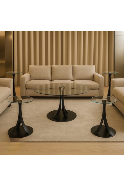 private house Valencia Glass Table Set - A touch of elegance in the heart of your home, black color