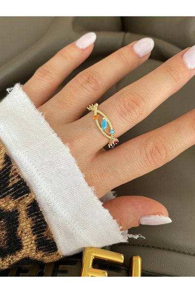 Pinery Jewels Minimal Stone Bottom Adjustable Women's Ring