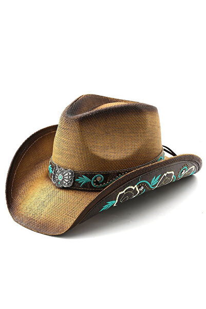 Giraffe قبعة رعاة البقر الغربية من القش البوهيمي