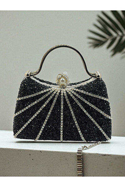 Wedding Fashion Black Color Fully Stone Women's Evening Dress Bag