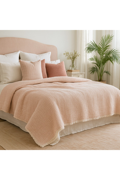 Tasarım Hb&Victory Muslin Powder Pink Color 6 Layer Quilt Double Size 240X220 Cm.