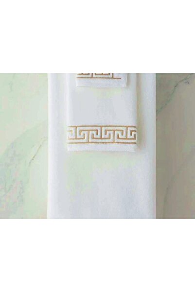 OEM Set 2 towels, 100% cotton, size 50x90 cm + 70x140 cm White with golden border