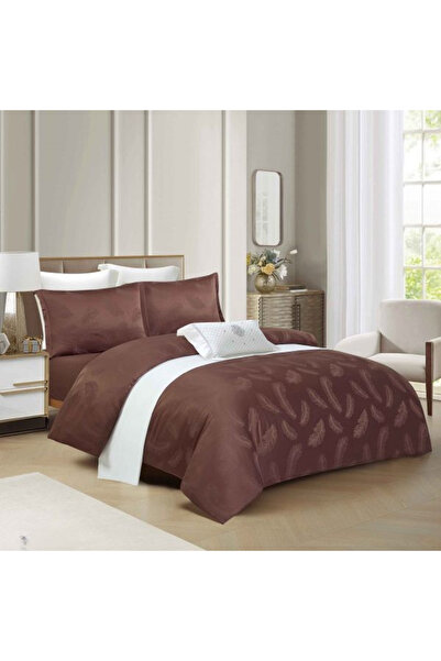 FIONNA.RO Premium Satin Bed Linen With Elastic Pattern - Brown