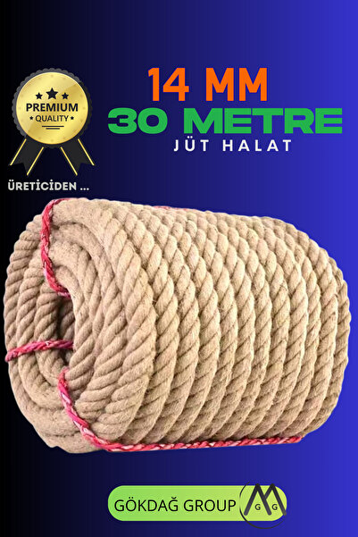 GÖKDAĞ GROUP 14 MM 30 Metre Jüt Halat Dekoratif Hasır İp Urgan Süs