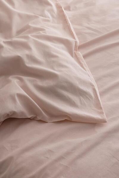 Madame Coco Manon Double 100% Cotton Ranforce Plain Duvet Cover - Powder