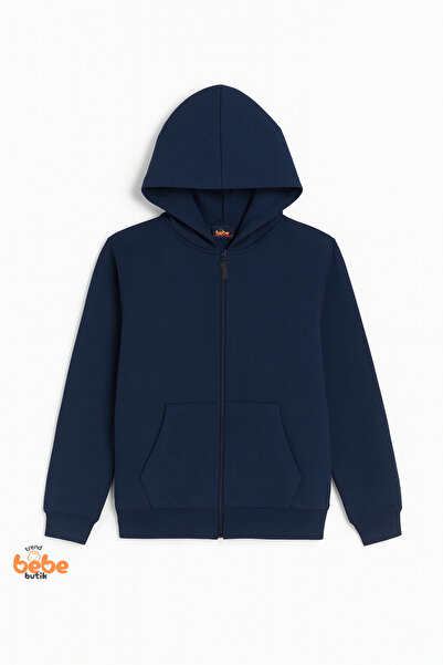 Trend Bebe Butik Erkek Çocuk Kapüşonlu Fermuarlı Sweatshirt – İçi Şardonlu,Spor Hırka, Günlük ve Okul Kombinleri İçin