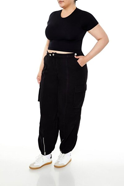 Forever 21 Plus Size Yüksek Bel Kargo Jogger Pantolon