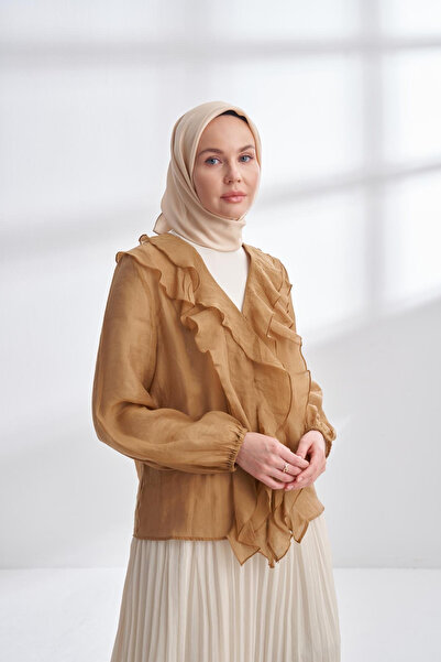 ARMANDA Premium Twill Silk Scarf - Beige