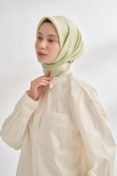 ARMANDA Premium Twill Silk Scarf - Linen Green