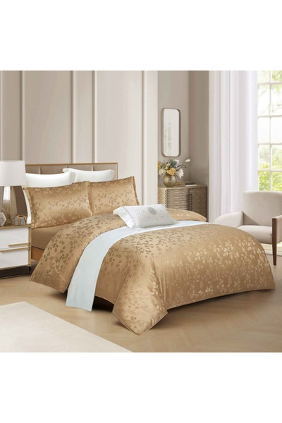 FIONNA.RO Premium Satin Bed Linen With Elastic Pattern - Beige