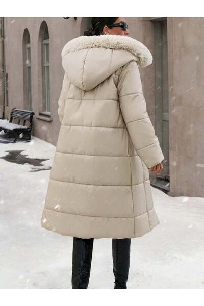 SERBA Ray Pattern Detachable Hooded Women's Quilted Coat