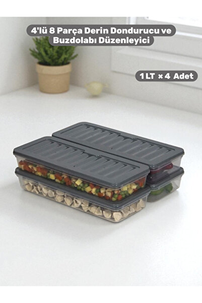 Buclee مجموعة من 4 حاويات تخزين قابلة للتكديس للثلاجة بسعة 8 قطع (4*1000) مل