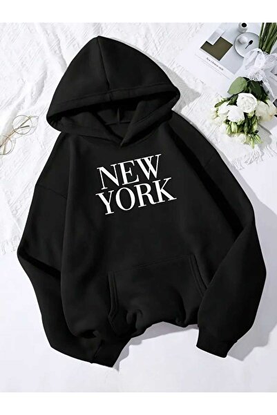 tkn your style Φούτερ με κουκούλα Unisex New York με σχέδιο εκτύπωσης Trend O...