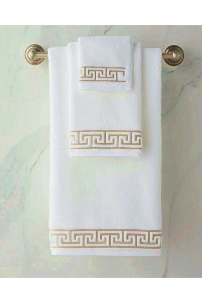 OEM Set 2 towels, 100% cotton, size 50x90 cm + 70x140 cm White with golden border