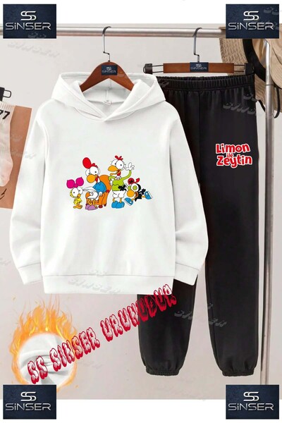 SS SİNSER Детски унисекс комплект спортен екип с качулка и специален принт „L...