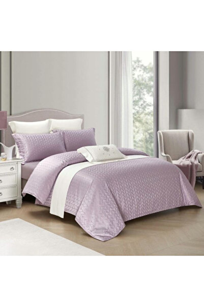 FIONNA.RO Lenjerii De Pat Din Satin Premium Cu Model Cu Elastic - Lila