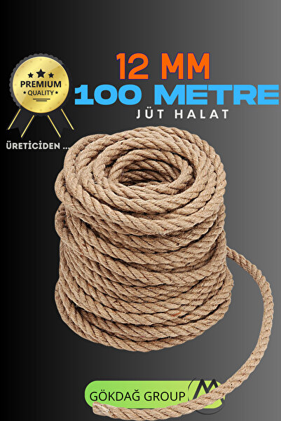 GÖKDAĞ GROUP 12 MM 100 Metre Jüt Halat Dekoratif Hasır İp Urgan Süs