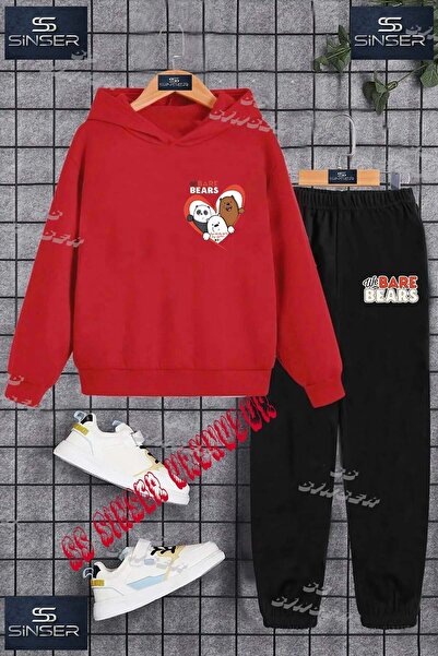SS SİNSER Children's Unisex Special Printed Hooded Tracksuit Set with the Tex...