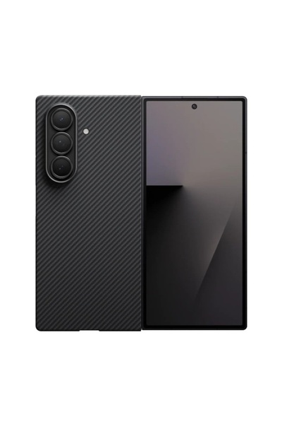 REDz Accessories Husă Kevlar MagSafe pentru Samsung Galaxy Z Fold 7, aspect carbon, folie de protecție pentru ecran din sticlă