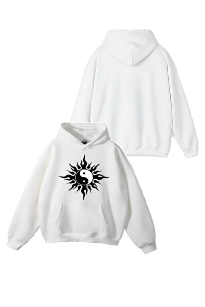 Sebesta Fashion New Season Yin Yang Printed 3 Yarn Cotton Hooded Sweatshirt