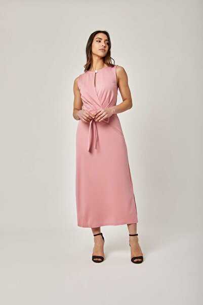 DALYDRESS Women's Solid Open-Front Midi Dress