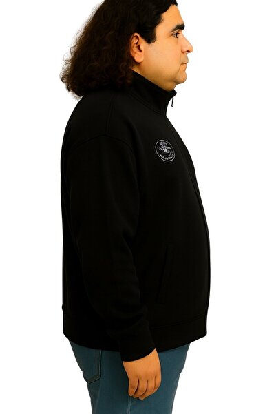marufshop Men's Large Size Cotton Wide-Fit Stand-Up Collar Zippered Sweat Coat Suitable for Weight between 122-158 Kilograms