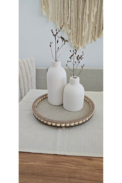 MUJA DEC Handmade Natural Wooden Beaded – 25 cm Makeup-Bathroom Organizer-Pre...