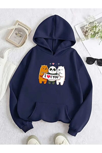 tkn your style سترة بقلنسوة كبيرة الحجم بتصميم عصري مطبوع عليها دببة لطيفة عل...