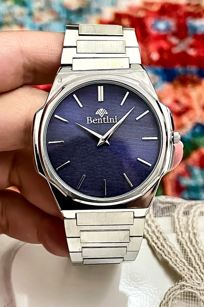 Bentini YENİ SEZON GÜMÜŞ RENK ÇELİK KORDON ERKEK KOL SAATİ BABALAR GÜNÜ HEDİYESİ SEVGİLİLER GÜNÜ HEDİYESİ