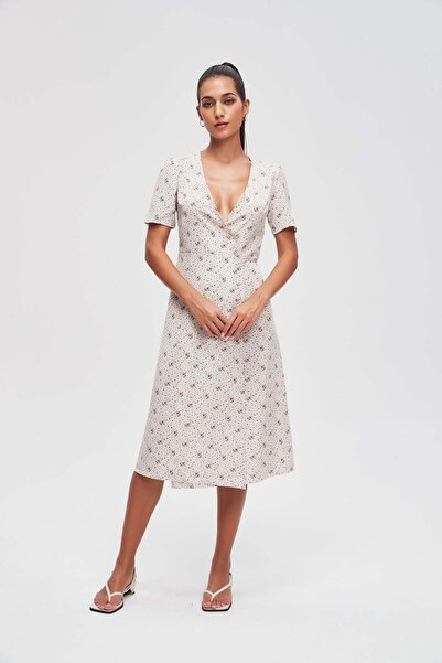 Livia Women's Embroidered V-Neck Midi Dress