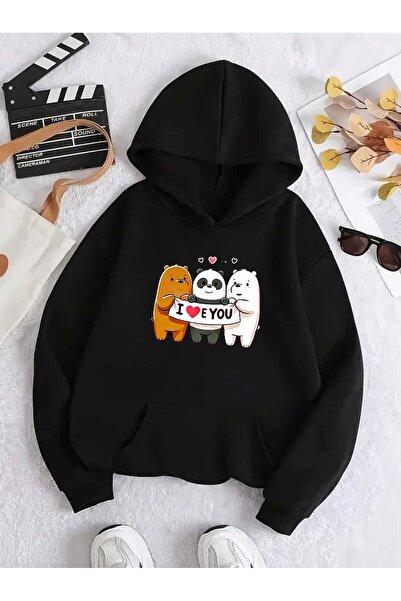 tkn your style سترة بقلنسوة كبيرة الحجم بتصميم عصري مطبوع عليها دببة لطيفة عل...