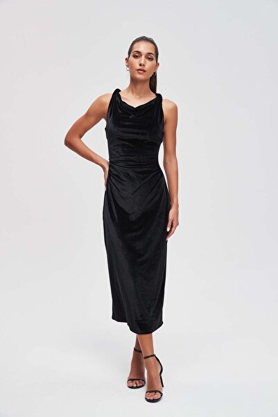 Livia Women's Solid Midi Dress with Spaghetti Straps