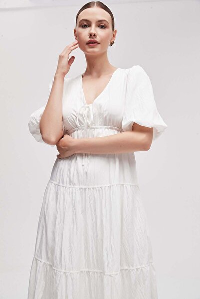 Livia Women's Solid V-Neck Midi Dress