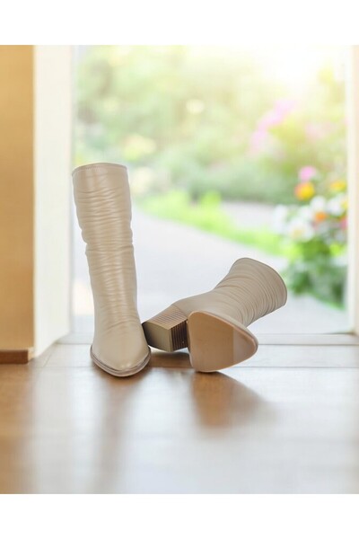 yabisago Deri çizme Vizon renk Kısa