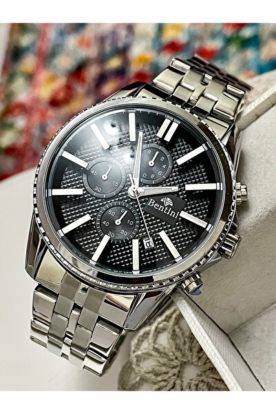 Bentini YENİ SEZON GÜMÜŞ RENK ÇELİK KORDON ERKEK KOL SAATİ BABALAR GÜNÜ HEDİYESİ SEVGİLİLER GÜNÜ