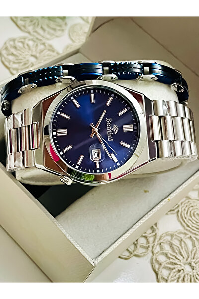 Bentini YENİ SEZON GÜMÜŞ RENK ÇELİK KORDON ERKEK KOL SAATİ BABALAR GÜNÜ HEDİYESİ SEVGİLİLER GÜNÜ HEDİYESİ