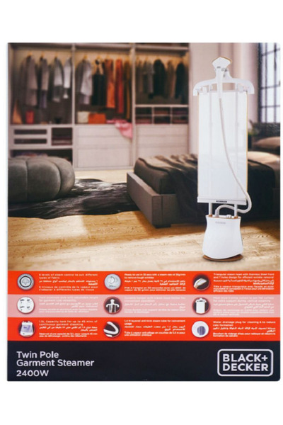 Black&Decker Twin Pole Garment Steamer, 2400W,