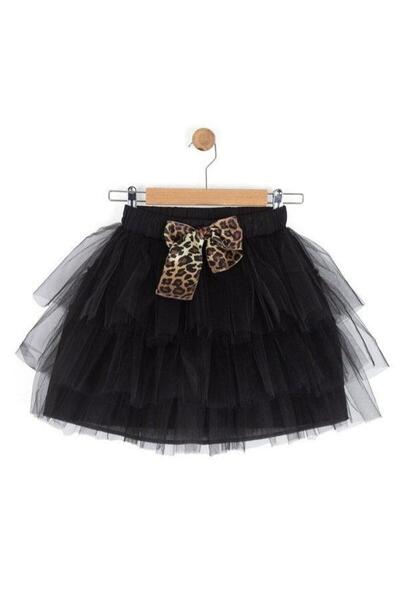 Zekids Fusta tutu cu model leopard pentru fetiță, cu detaliu de fundă