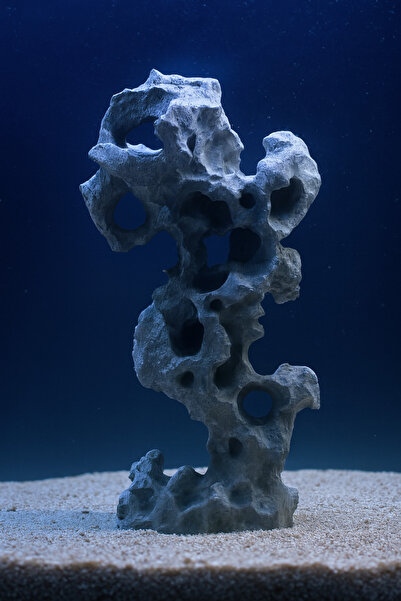 MD×JOA Akvaryum Dekoru ※ Delikli Kaya Dekoru ※ Siyah / Beyaz / Gri ※ Mini Akv...