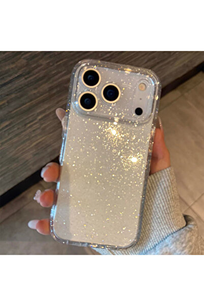 EDELFU iPhone 17 Pro Max (2025) Simli Şeffaf Yumuşak Darbeye Dayanıklı Kalın ...