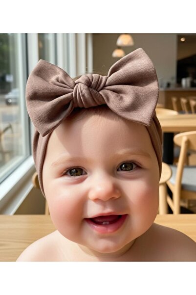 Babygiz Kız Bebek Çocuk Fiyonk Bağlamalı %100 Pamuklu Penye, Kaymaz, Ultra Esnek Yumuşak Saç Bandı