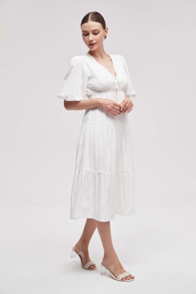 Livia Women's Solid V-Neck Midi Dress